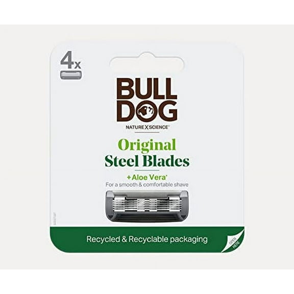 Bulldog Mens Skincare and Grooming Original Razor Blades Refills for Men, 4 Count