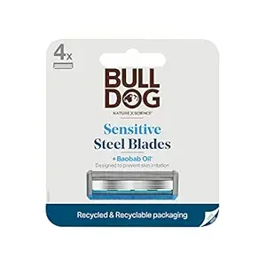 Bulldog Mens Skincare and Grooming Sensitive Skin Razor Blades Refills for Men, 4 Count