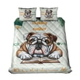 thumbnail image 1 of Bulldog Mother Book Lover Living That Dog Mom Life Happy Mother's Day Quilt Bedding Set Dog Lover Gifts Idea 1 Blanket Bed Cover 2 Pillowcases - 03004, 1 of 5