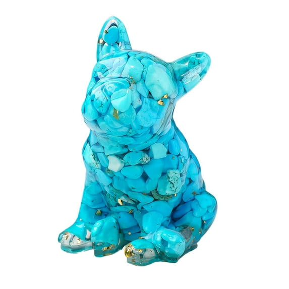 Bulldog Natural Crystal Stone Epoxy Resin Figurines, Collectibles Of Colorful Crystal Bulldog Ornaments, Gifts And Desktop Decor