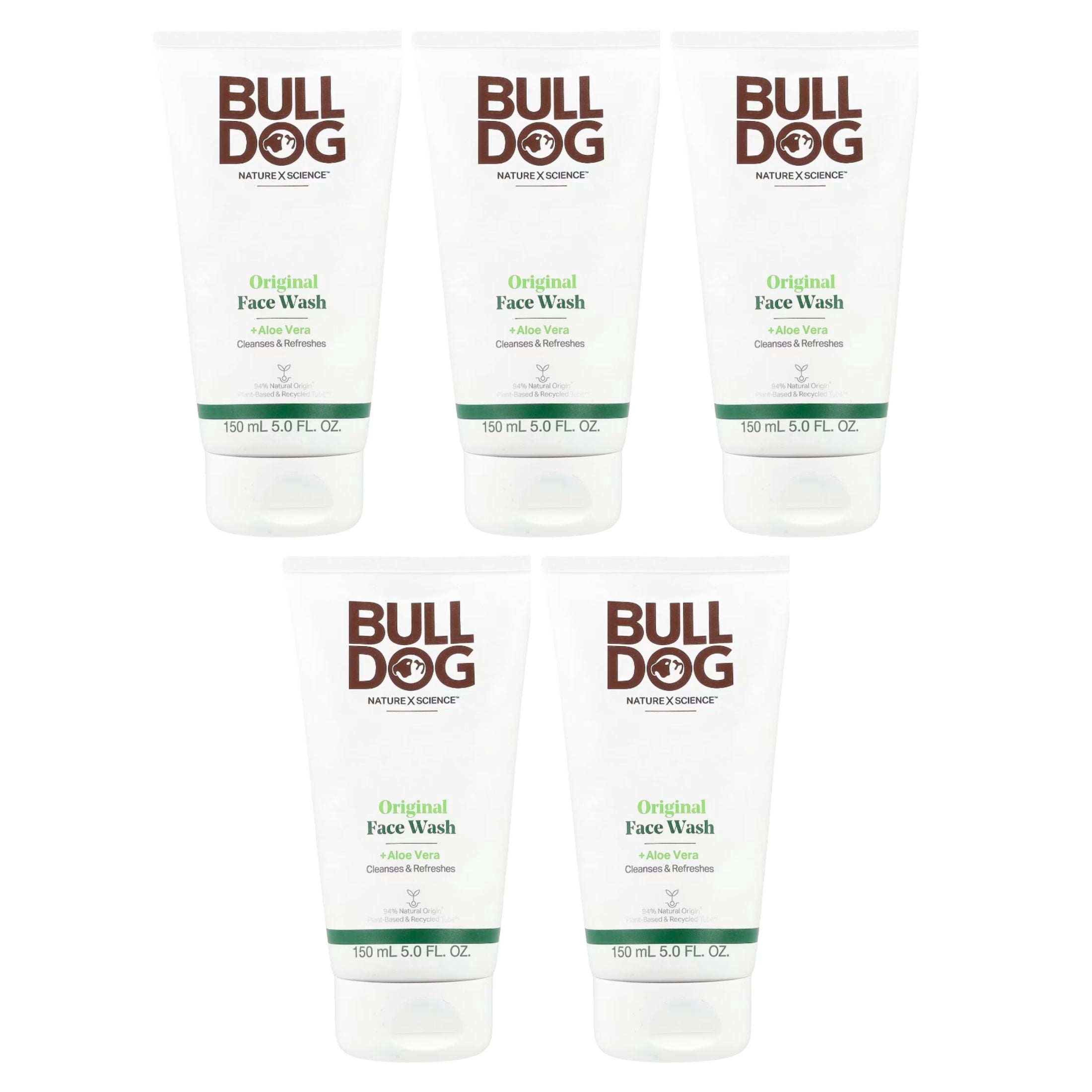 Bulldog Skincare for Men Original Face Wash 5 Oz, 5-Pack