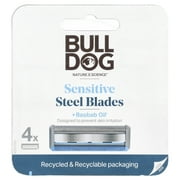 Bulldog Skincare For Men Sensitive Steel Shaving Blades + Baobab Oil, 4 Cartridges