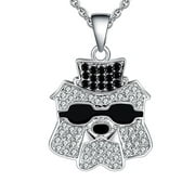 Bulldog Necklace for Women Sterling Silver Cubic Zirconia Ginger Lyne Collection