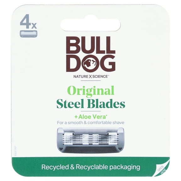 Bulldog Original Bamboo Men's 5-Blade Razor Blade Refill, 4 Ct, Steel Razor Blades For A Smooth & Comfortable Shave, Lubricating Strip With Aloe