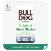 Bulldog Original Bamboo Mens 5-Blade Razor Blade Refill, 4 Ct, Steel Razor Blades For A Smooth & Comfortable Shave, Lubricating Strip With Aloe