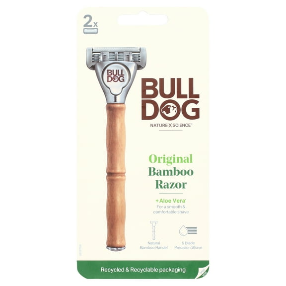 Bulldog Original Bamboo Men's 5-Blade Razor Handle Plus 2 Razor Blade Refills
