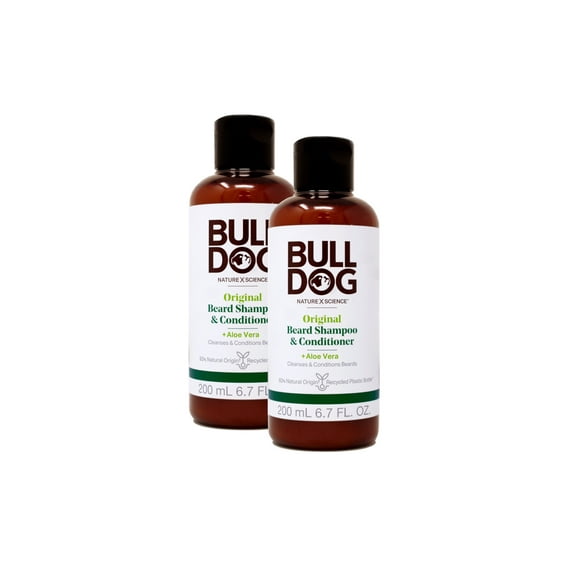 Bulldog Original Beard Shampoo and Conditioner (Pack of 2) with Aloe Leaf Juice and Green Tea Leaf Extract, 6.7 fl. oz.