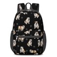 thumbnail image 1 of Bulldog and Paw Dog Print Black Pattern 17" School Backpacks for Teens,Waterproof Oxford Fabric,S-Shape Padded Straps for School,Travel,Hiking,Camping, 1 of 6