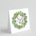 thumbnail image 1 of Bulldog Puppy White with Christmas Wreath Square Greeting Cards and Envelopes Pack of 8 5 in x 5 in, 1 of 1