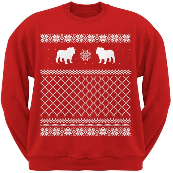 Bulldog Red Adult Ugly Christmas Sweater Crew Neck Sweatshirt