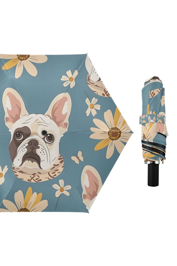Bulldog Scarf Daisy Compact Sun Umbrella Windproof Travel Umbrellas for Rain Strong Portable UV Protection