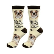E&S PETS Bulldog Socks - Life is Better Socks for Pet Lovers - Cute Unisex Socks - One Size Fits Most
