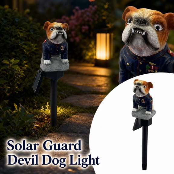 Bulldog Solar Garden Stake Light,UniformClad Guard Dog Figurine Outdoor Solar Lights,WeatherResistant Solar Powered Stake Lamp for Yard Pathway Lawn,Decorative Garden Decor for Outside Landscaping