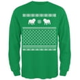 thumbnail image 1 of Bulldog Ugly Christmas Sweater Irish Green Adult Long Sleeve T-Shirt, 1 of 1