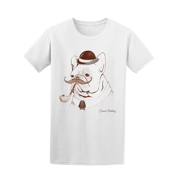 Bulldog With Moustache And Hat Tee Men's -Image by Shutterstock