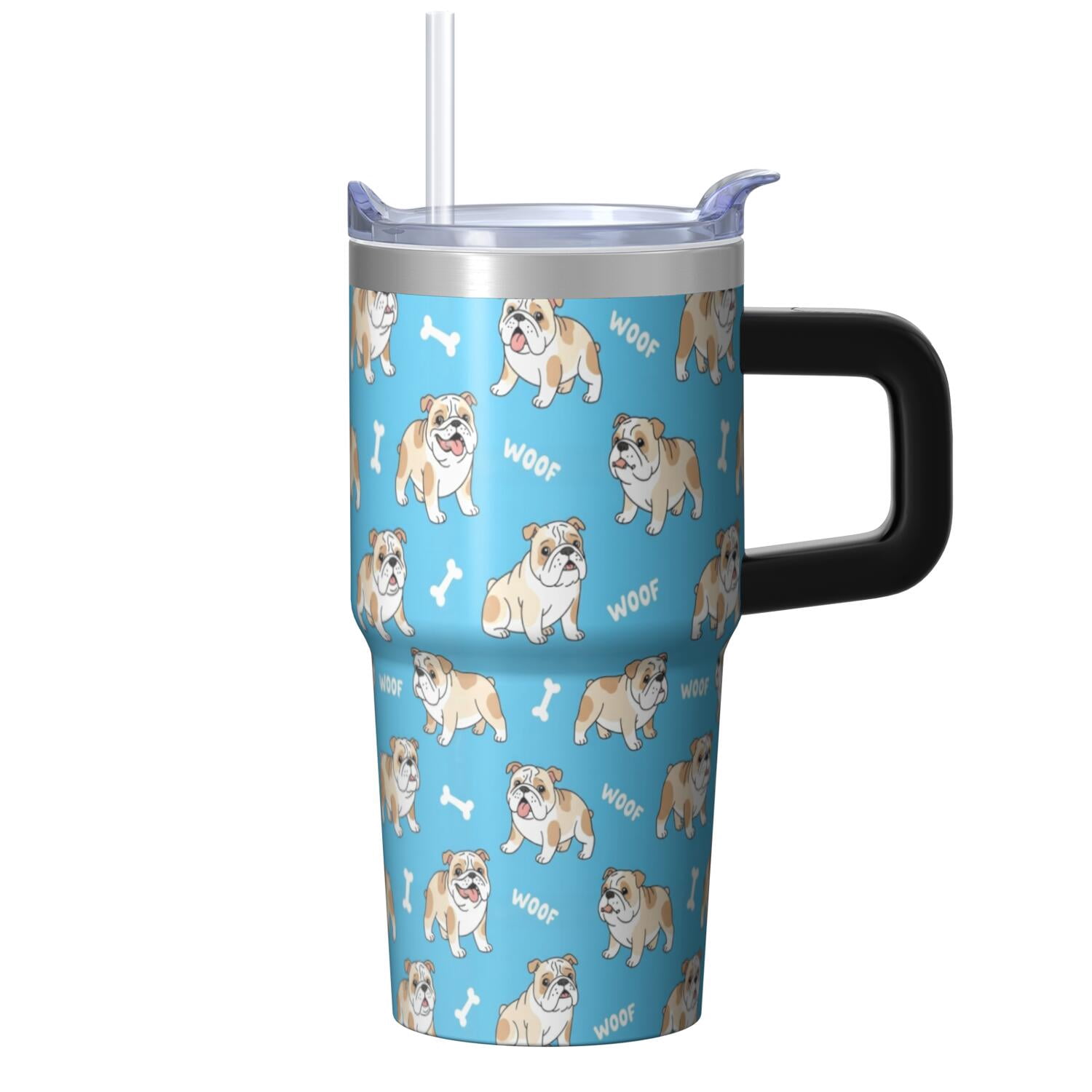 Bulldog and Bone Blue Pattern 20oz Insulated Tumbler, Stainless Steel ...