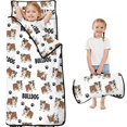 thumbnail image 1 of Bulldog and Dog Paw Print White Pattern Teens Toddler Nap Mat with Pillow, Sleeping Mat Bag for Preschool Daycare 59"x22", 1 of 6