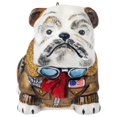 thumbnail image 1 of Bulldog in Vintage Bomber Jacket Polish Glass Christmas Ornament, 1 of 2