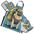 thumbnail image 1 of Bulldog with Luggage 5 Pcs Kitchen Set Heat Resistant Oven Mitts and Non-Slip Pot Holders with Adjustable Cooking Apron, 1 of 6