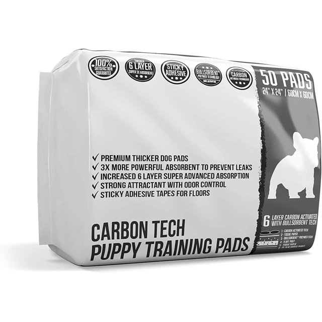 Bulldoglogy Premium Carbon Black Puppy Pee Pads with Adhesive Sticky