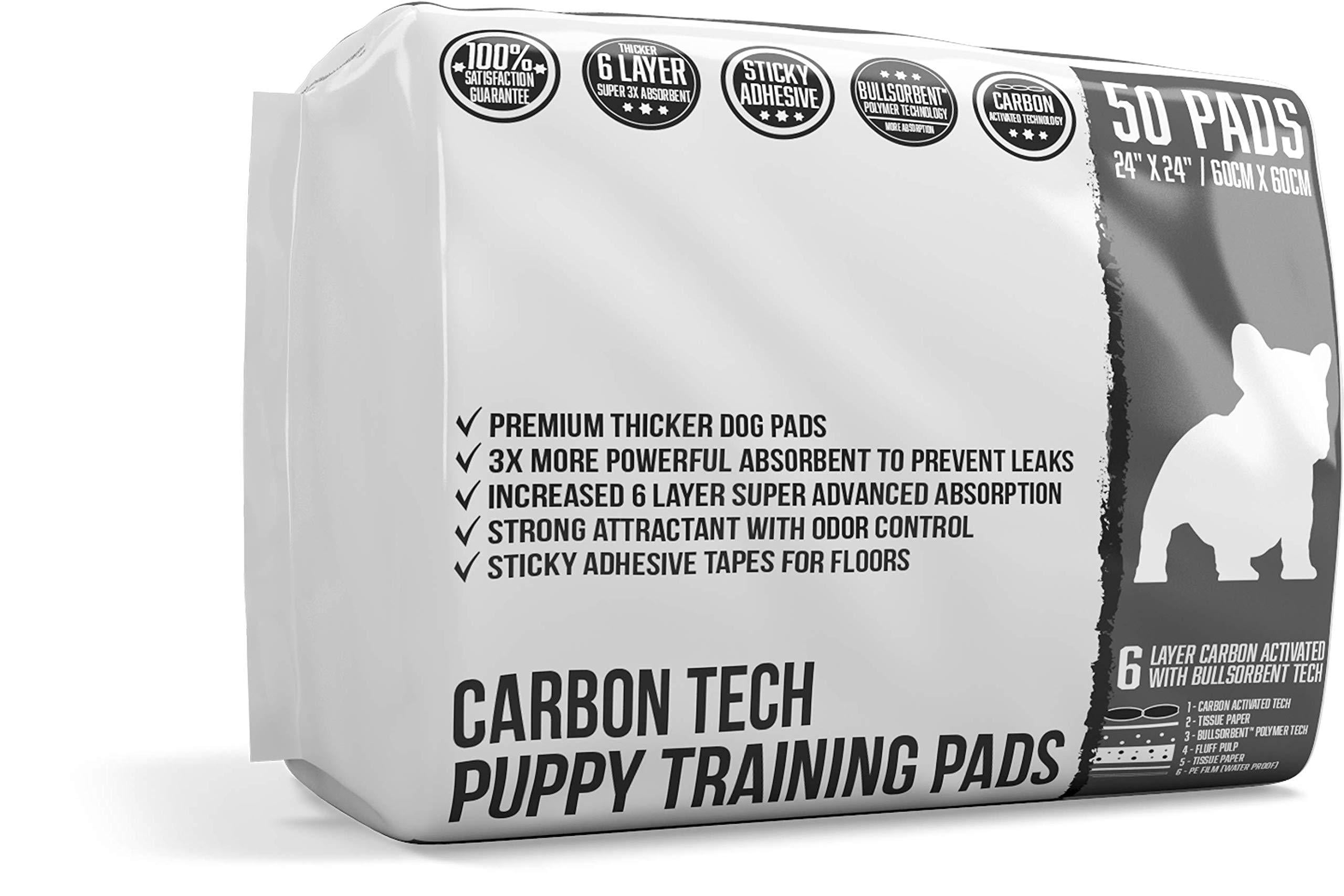Bulldogology Premium Carbon Black Puppy Pee Pads with Adhesive Sticky