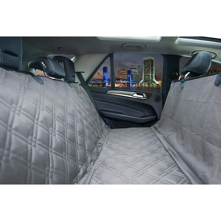 Bulldogology Pet Waterproof Backseat Hammock Car Seat Cover, Adjustable Straps, Nonslip Oxford, X-Large, Grey