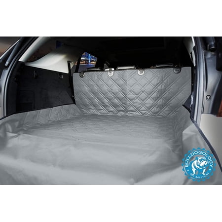 Bulldogology Premium SUV Cargo Liner Seat Cover for Dogs - Heavy Duty Durability, Waterproof, Nonslip Silicone Backing, Washable, with Bumper Flap Protection (Universal Fit) (Large, Grey)