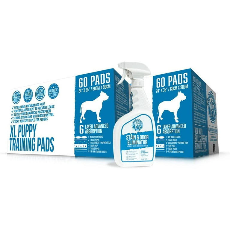 Bulldogology Puppy Pee Pads Xl with Adhesive Sticky Tape Extra Large Dog Training Wee Pads 24x35 6 Layers with Extra Quick Dry Bullsorbent Polymer