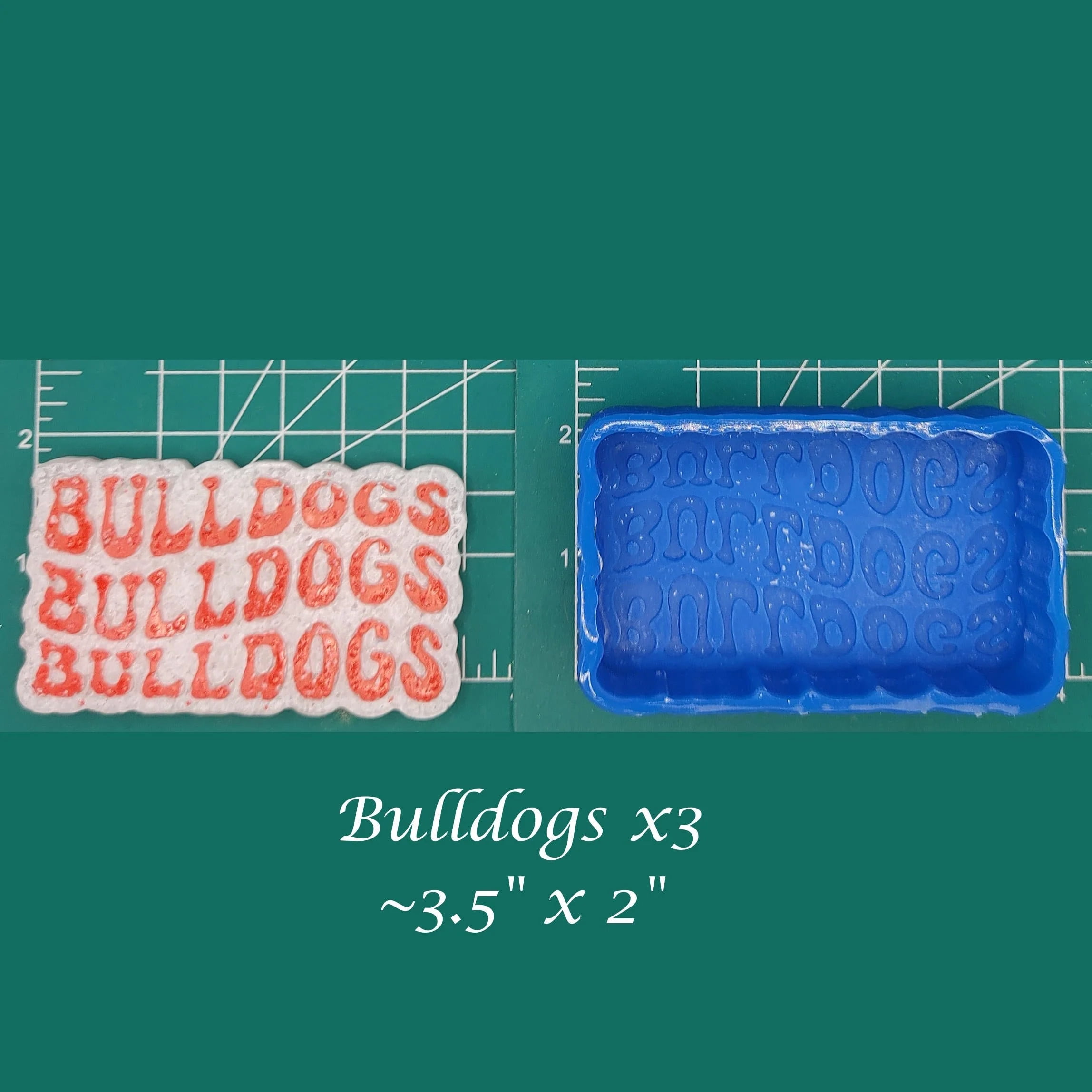 Bulldogs 3x Retro Font School Mascot Silicone Freshie Mold