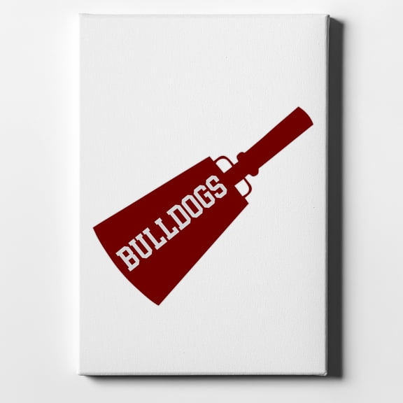 Bulldogs Cowbell - Maroon, Gray - 11" x 14" - Decorative Canvas Wall Art - White Edge - 5/8" Gallery Wrapped