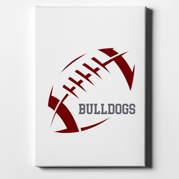 Bulldogs Football - Maroon, Gray - 8" x 10" - Decorative Canvas Wall Art - White Edge - 5/8" Gallery Wrapped