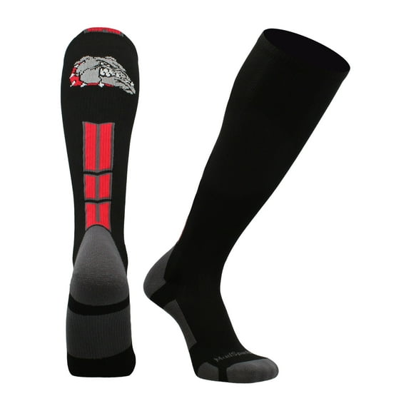Bulldogs Logo Over the Calf Socks (Black/Scarlet, Large)