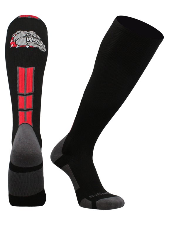 Bulldogs Logo Over the Calf Socks (Black/Scarlet, Small)