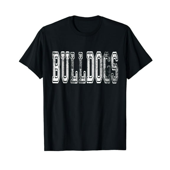 Bulldogs Mascot Distressed Vintage School Sports Name Fan T-Shirt