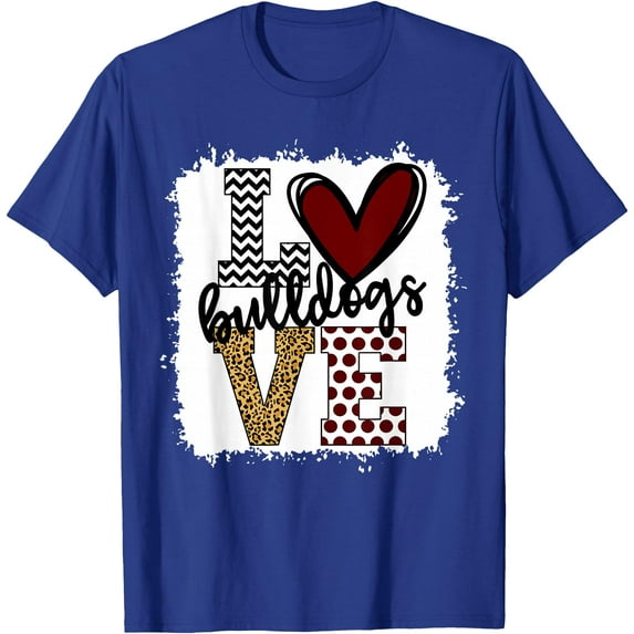 Bulldogs Mascot Love School Spirit Fantastic Gifts Softstyle Unisex T-Shirt,Royal Blue Color,Size M