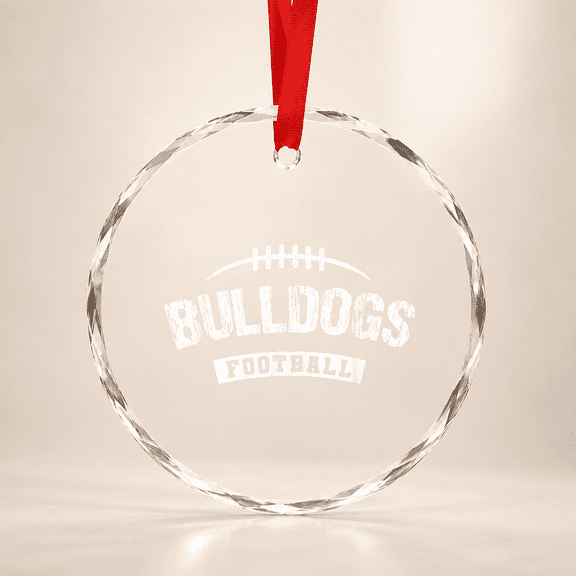 Bulldogs Mason Football Distressed HS Glass Ornament