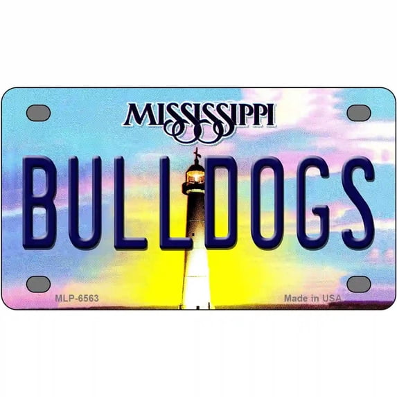 Bulldogs Mississippi Novelty Metal License Plate 4" x 2.2" Mini
