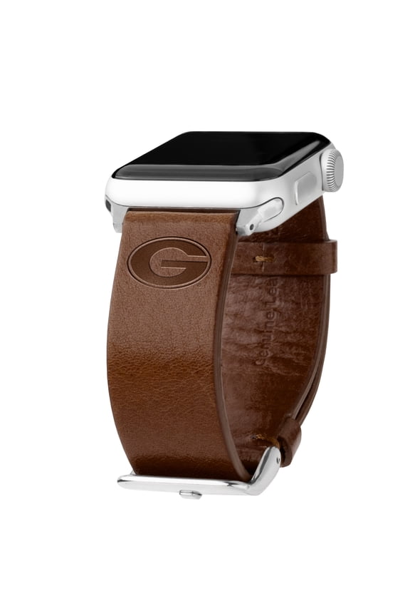 Bulldogs Premium Leather Unisex Watch Band for Apple Watch (38/40/41mm(42mm Series 10) Short Brown) by Affinity Bands