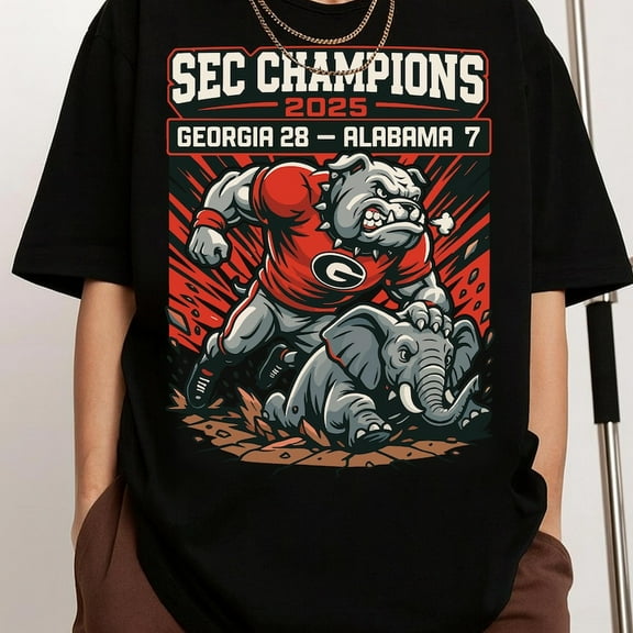 Bulldogs SEC Champions 2025 Georgia Unisex Cotton T-Shirt, Sizes S-5XL