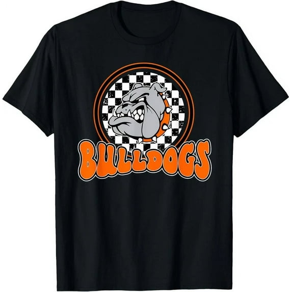 Bulldogs School Spirit Orange Black Retro T-Shirt Unisex S-5XL Hot Trending Shirt, Vintage Birthday Gift