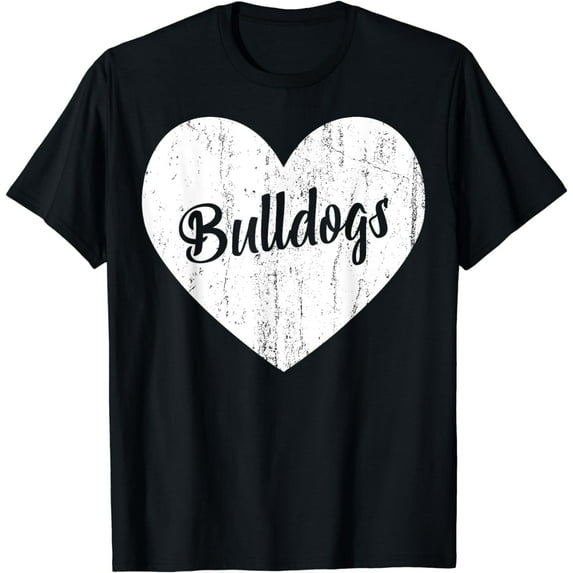 Bulldogs School Sports Fan Team Spirit Mascot Heart Gift T-Shirt