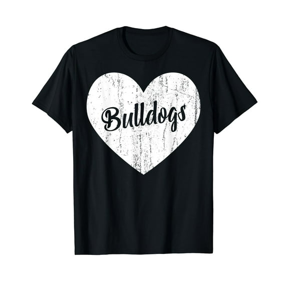 Bulldogs School Sports Fan Team Spirit Mascot Heart Gift T-Shirt