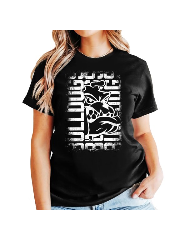 Bulldogs Shirt for Adults and Teens School Spirit Tee for Athletes Students and Teachers Black Shirt Adult Medium