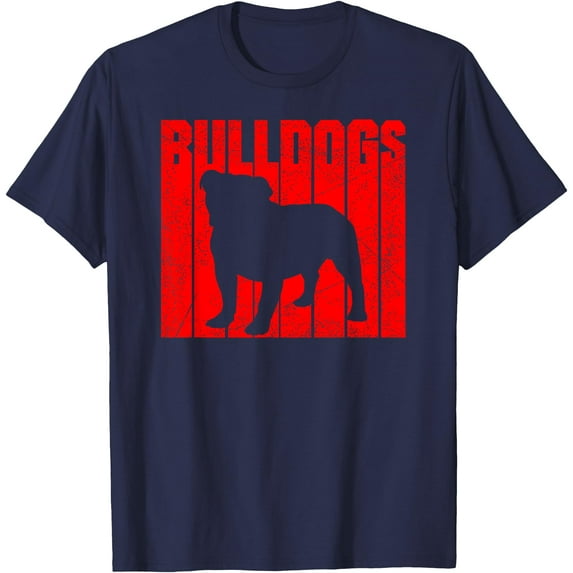 Bulldogs Sports Team Mascot Softstyle Unisex T-Shirt,Navy Color,Size YXL