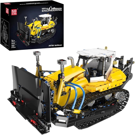 Ylutex Bulldozer Building Block Kit with Pneumatic Cylinders, Excavator Construction Engineering Building Block Set for Adults, Buildable Creative Model(1200 Pieces)