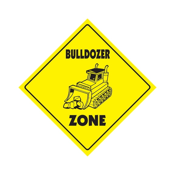 Bulldozer Crossing Decal Zone Xing | Indoor/Outdoor | 10" Tall construction road work heavy duty tar