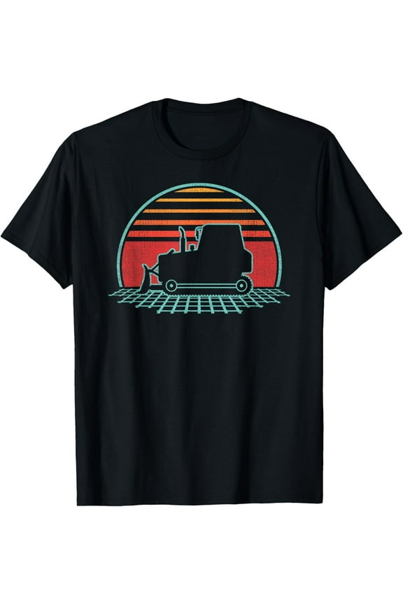 Bulldozer Retro Vintage 80s Style Construction Worker Gift T-Shirt men and women can wear, black, white, gifts