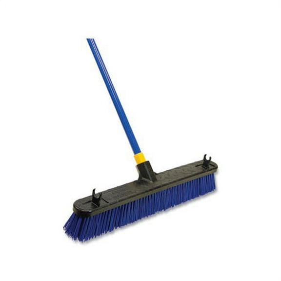 Bulldozer Rough Surface Pushbroom 24 x 60, PET/Powder Coated Steel Handle, Blue/Black