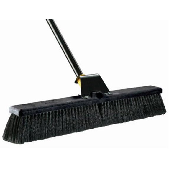 Bulldozer Smooth Surface Pushbroom With Scraper Block, 24 X 60, Powder Coated Handle, Tampico Bristles, Black/yellow | Bundle of 5 Each