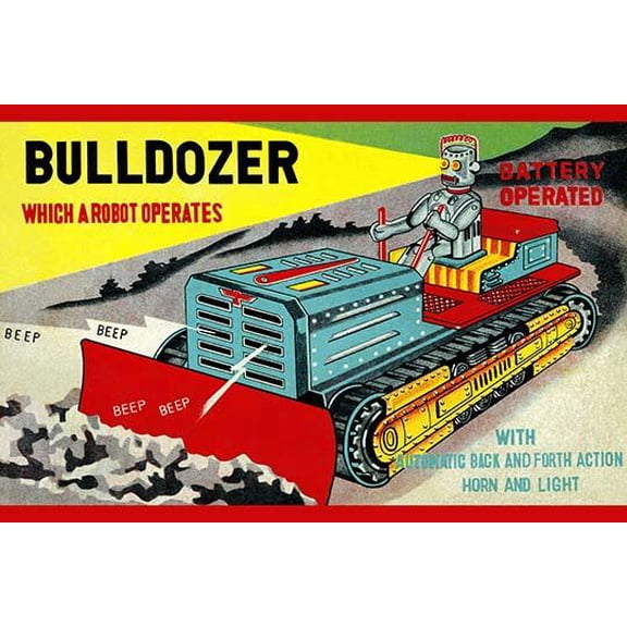 Bulldozer which a Robot Operates-Fine Art Canvas Print (20" x 30")